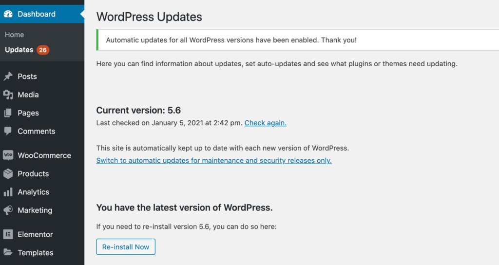 The WordPress auto-updates feature, introduced in version 5.6.