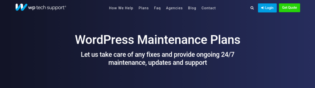 WP Tech Support WordPress maintenance plans.