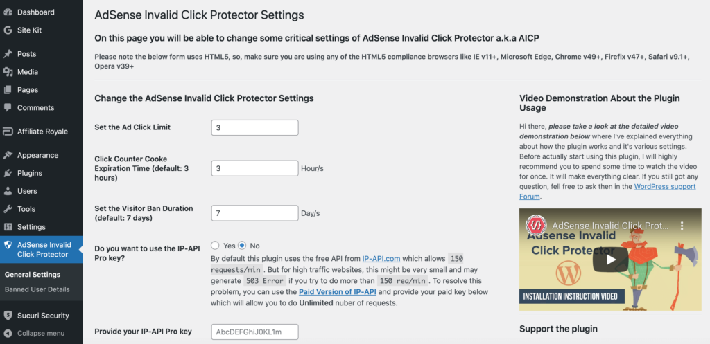 The Google AdSense Invalid Click Protector (AICP) plugin.