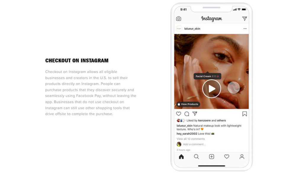 social selling is one of the ecommerce trends 2021 example instagram checkout