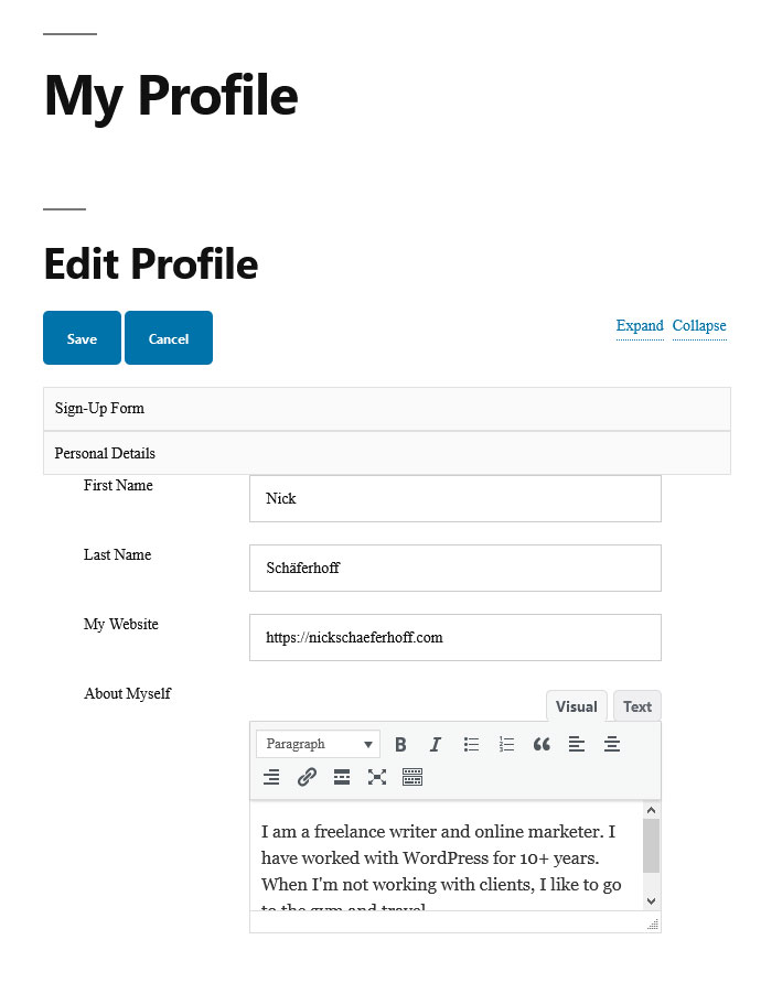 edit user profile