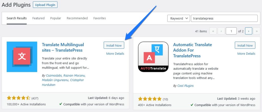 install translatepress for review