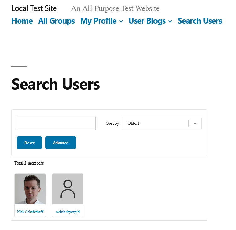 search users menu