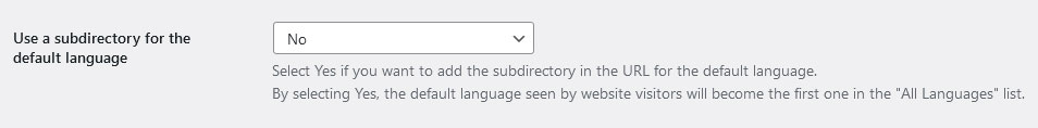 subdirectory for default language option