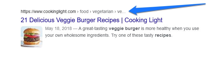 WordPress SEO: breadcrumbs in search results example