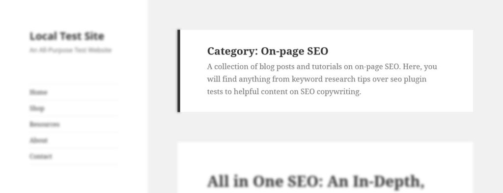 wordpress category archive description on page example
