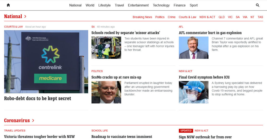 news.com.au layout