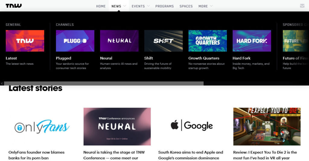 the next web channels and colors
