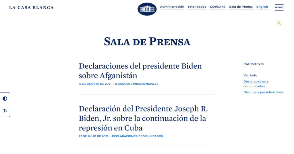 the white house spanish version blog