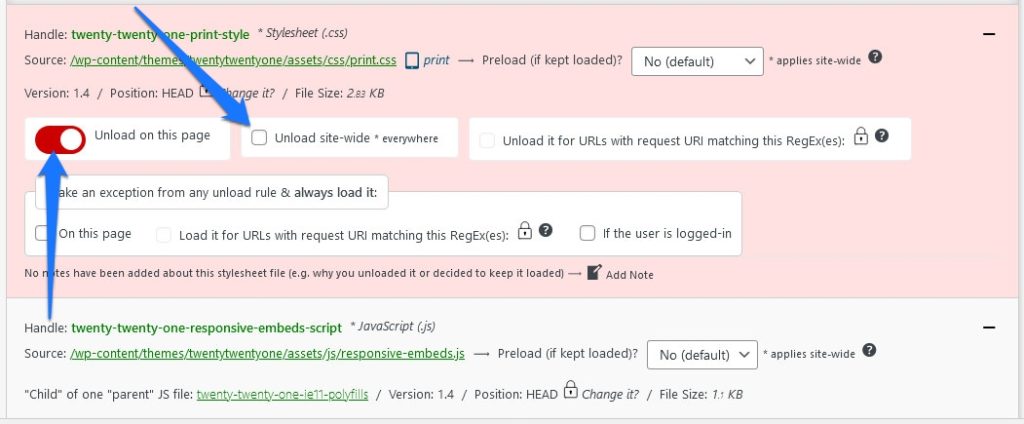 Reduced unused JavaScript and CSS: unload files in asset cleanup