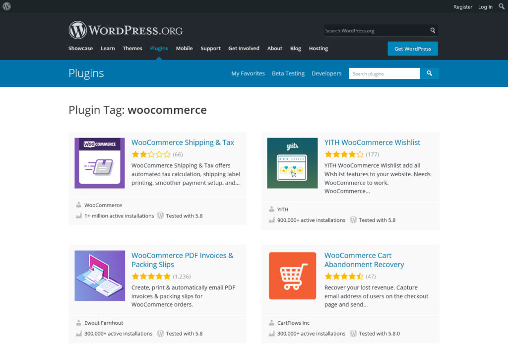 woocommerce extensions in wordpress plugin directory