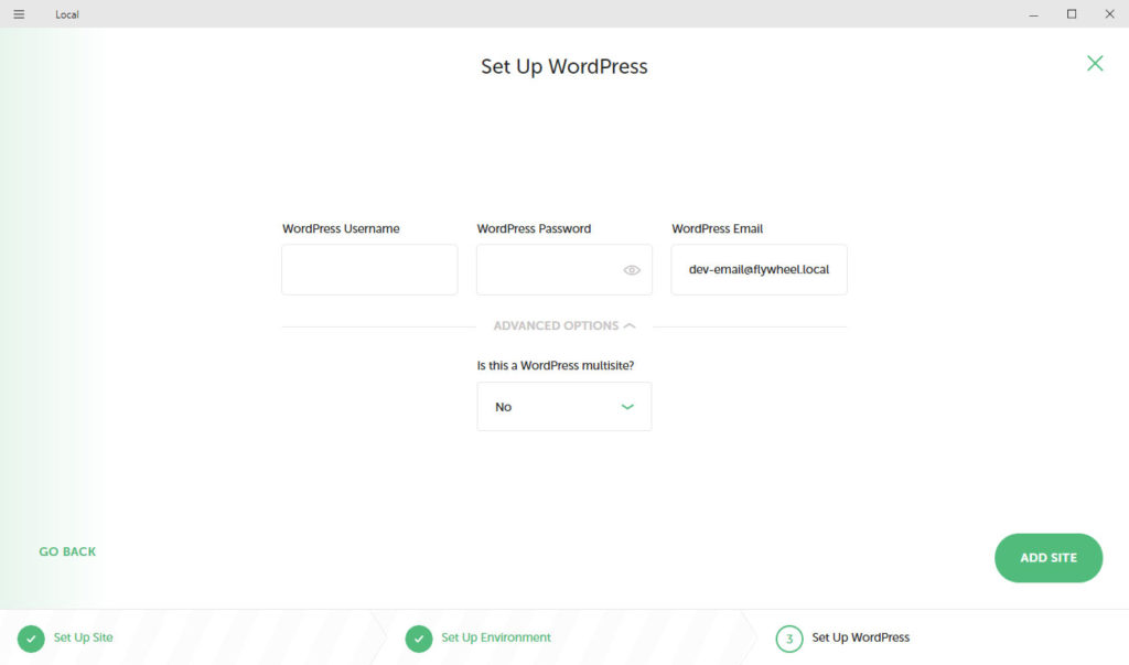 create wordpress user in local by flywheel