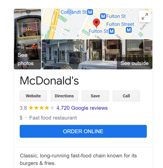A Google My Business widget