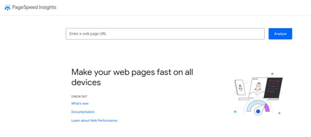 The PageSpeed Insights website.