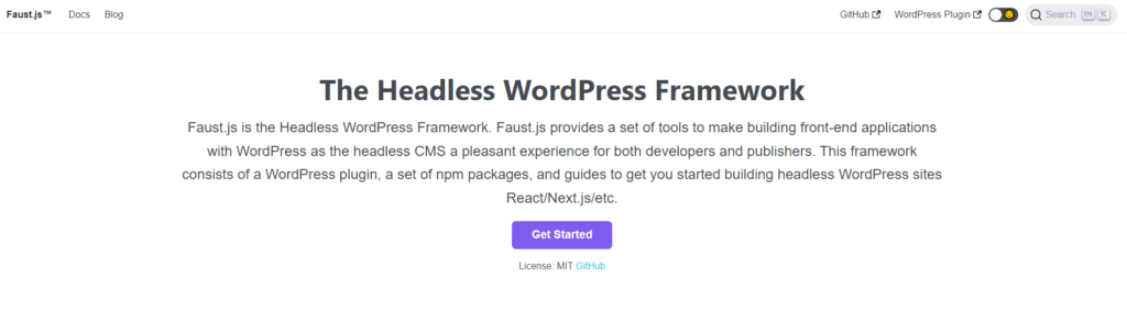 The Faust.js framework homepage