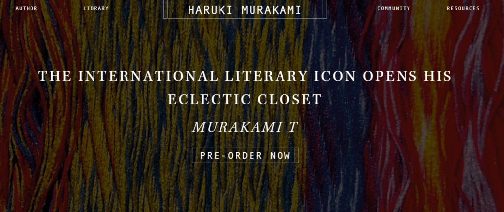 Haruki Murakami's website landing page