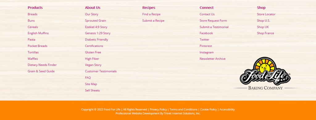 logo in footer example food for life