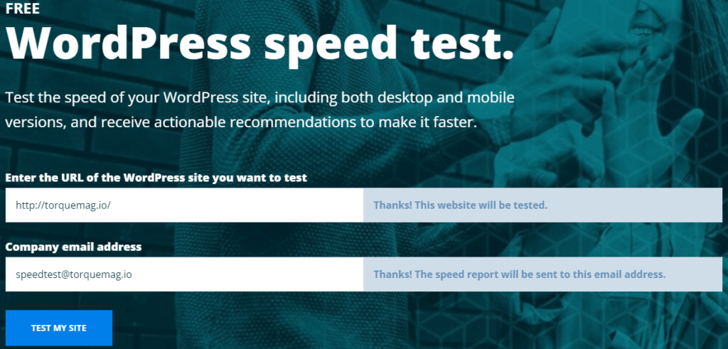 WordPress Speed Test provides a free WordPress performance audit. 