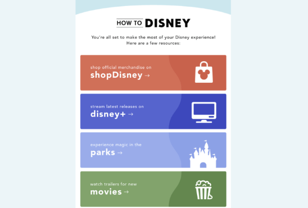 Disney welcome email.