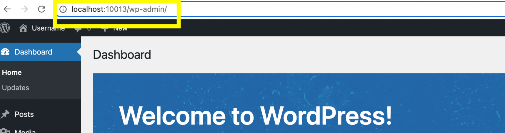 Localhost URL screenshot in WordPress