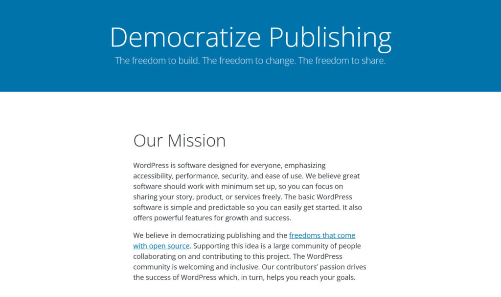 wordpress org mission statement example