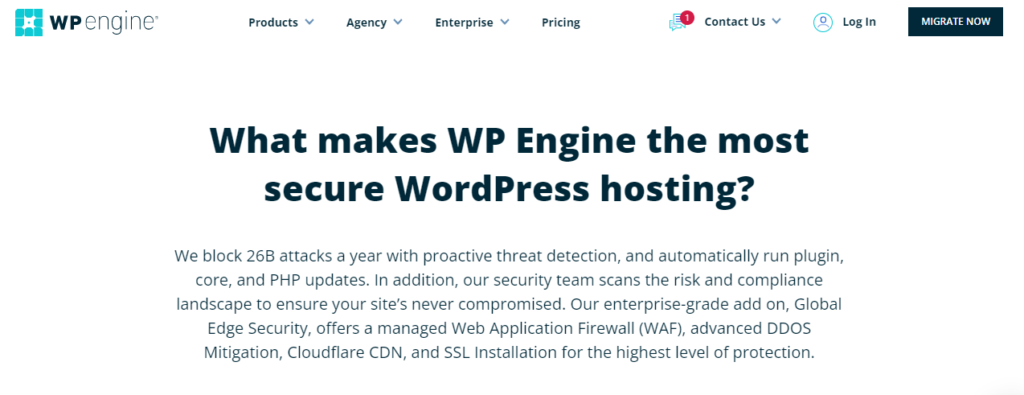WP Engine's secure managed WordPress hosting