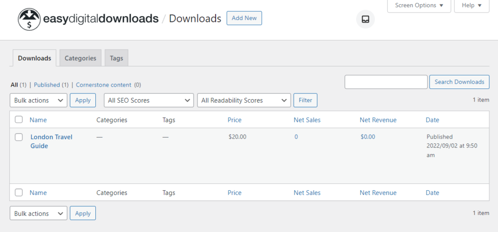 Viewing your downloads in the Easy Digital Downloads