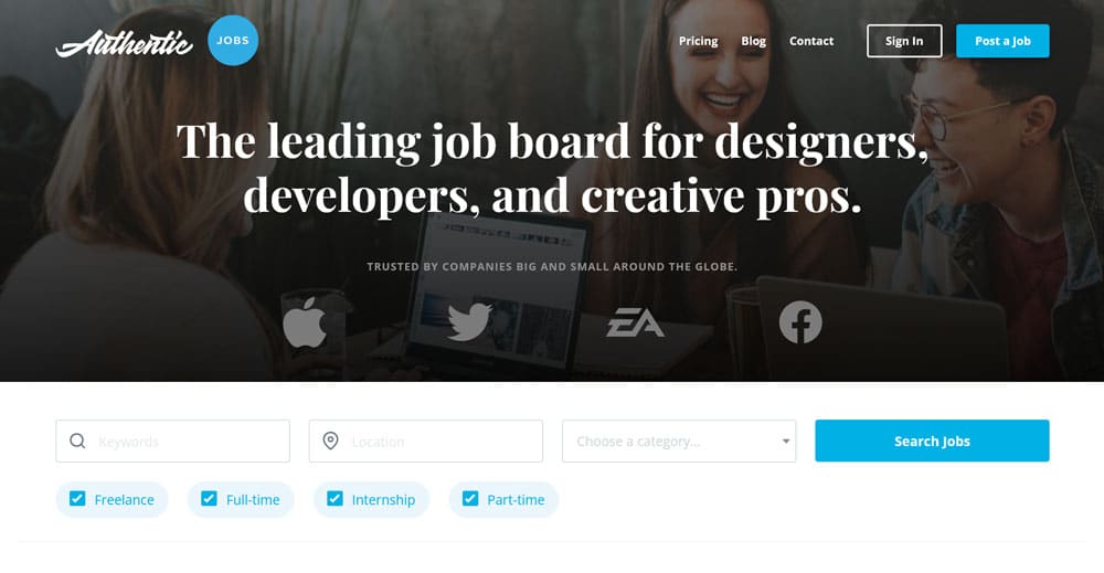 find wordpress work on authentic jobs