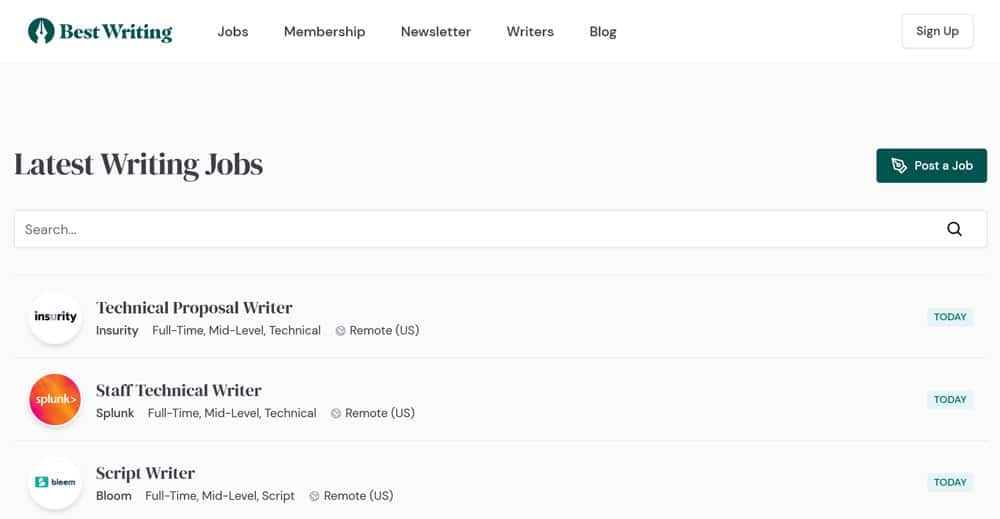best writing job board