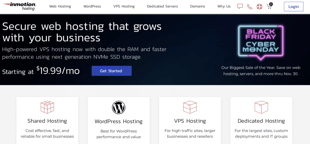 InMotion hosting website