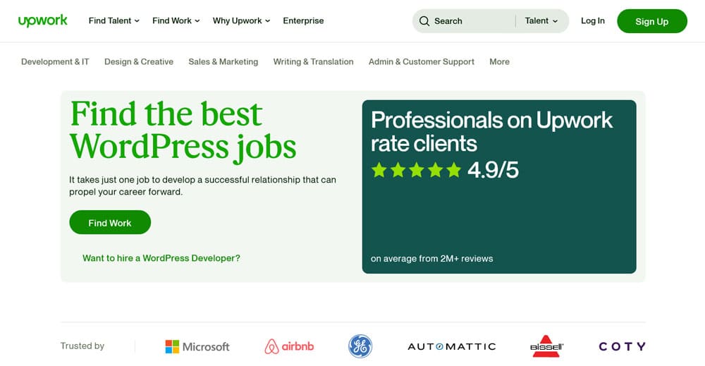 find wordpress work on upwork