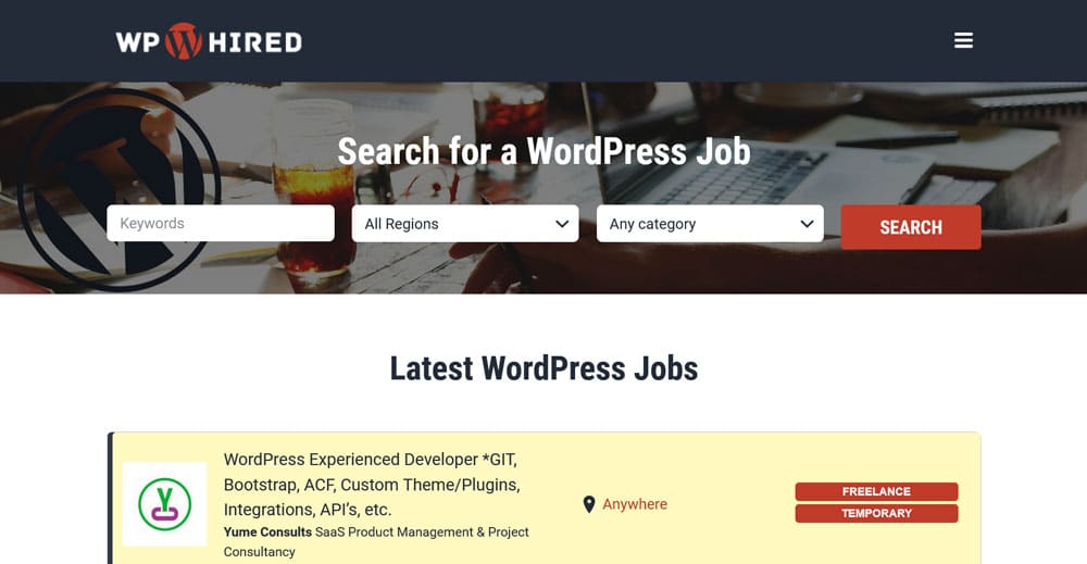 find wordpress work on wphired