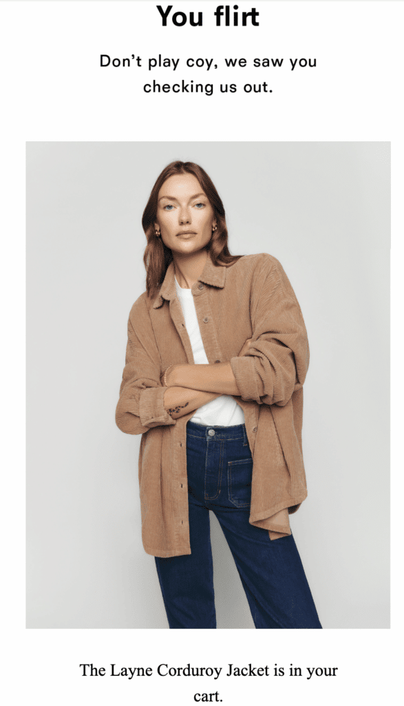 Abandoned cart email reminder.