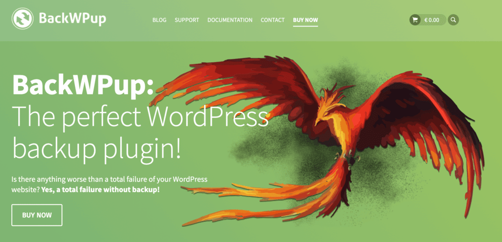 The BackWup homepage. 