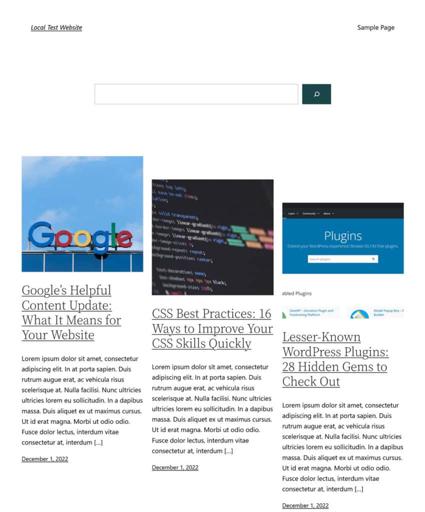 customized search results page