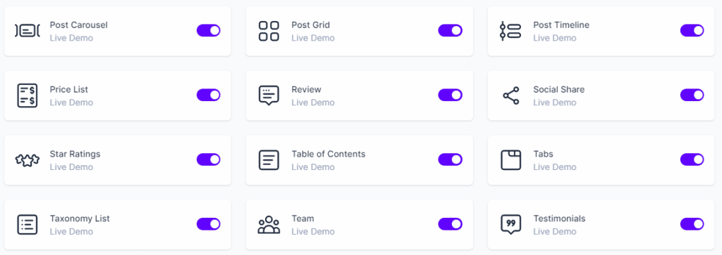 The list of blocks added by Spectra
