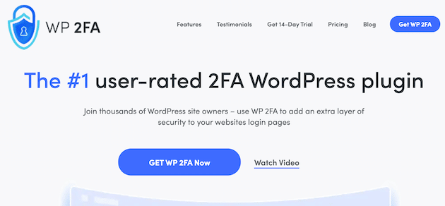 The WP 2FA homepage. 