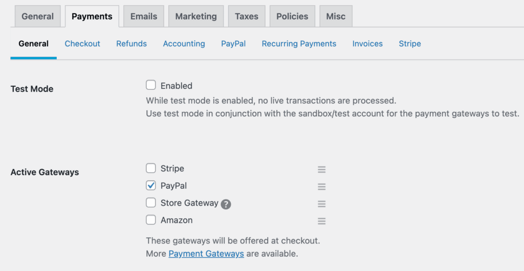 EDD payment gateways