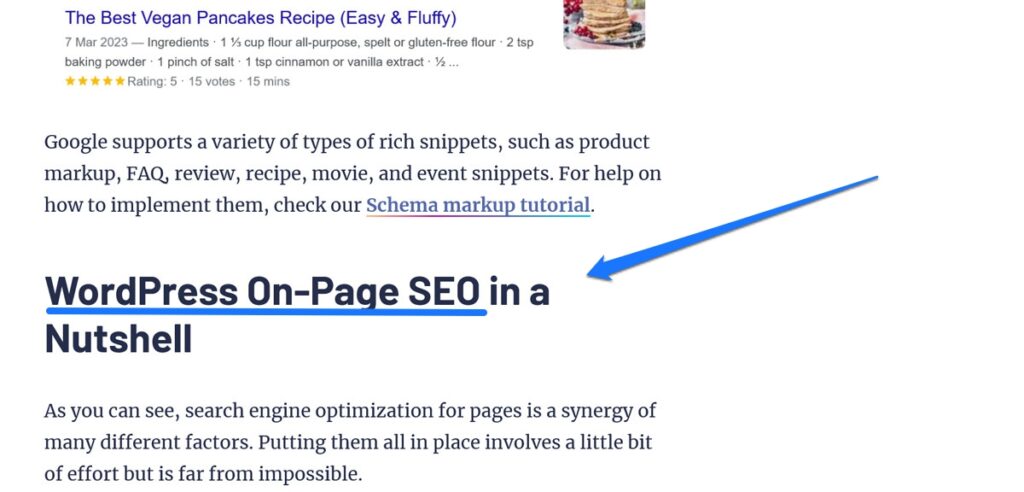 keyword in headings to improve wordpress on-page seo