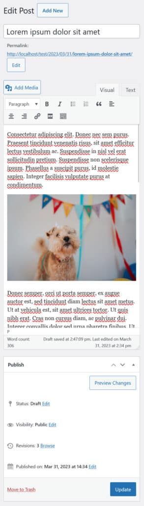 classic editor mobile version