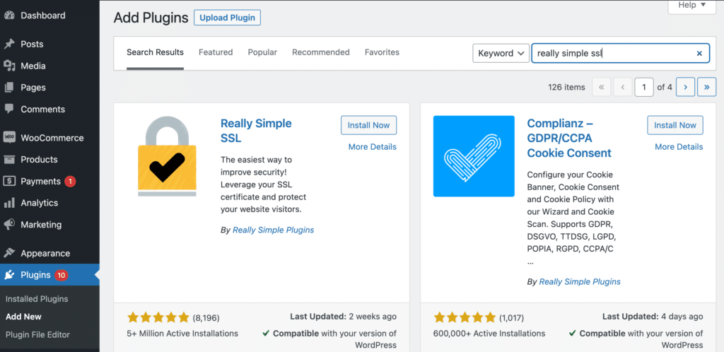 Install the Really Simple SSL plugin