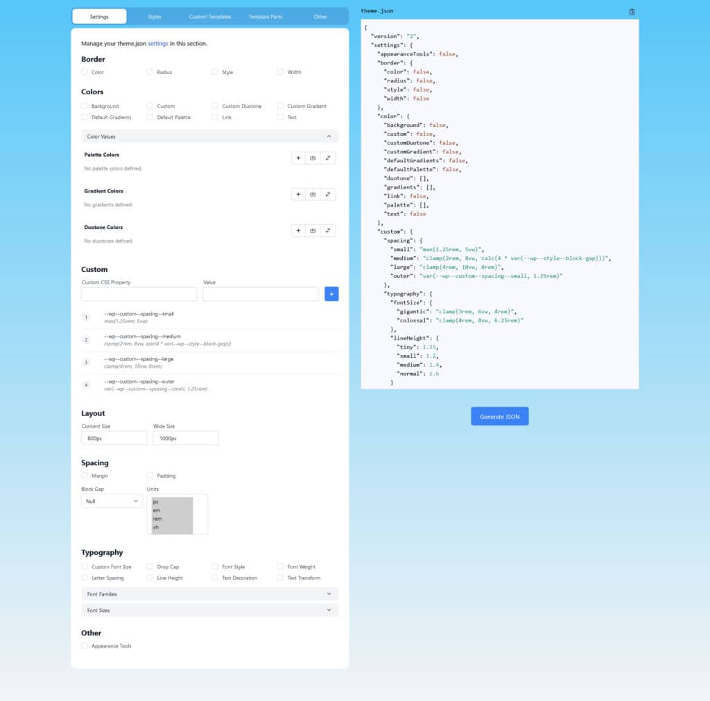 block theme generator example