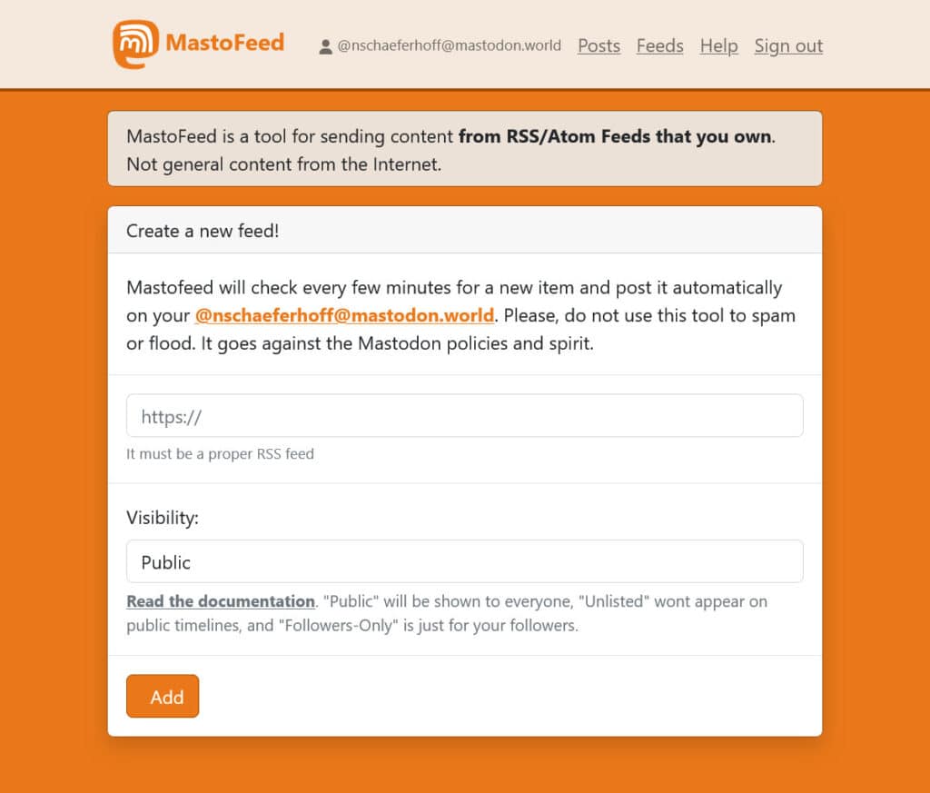 add rss feed to mastofeed
