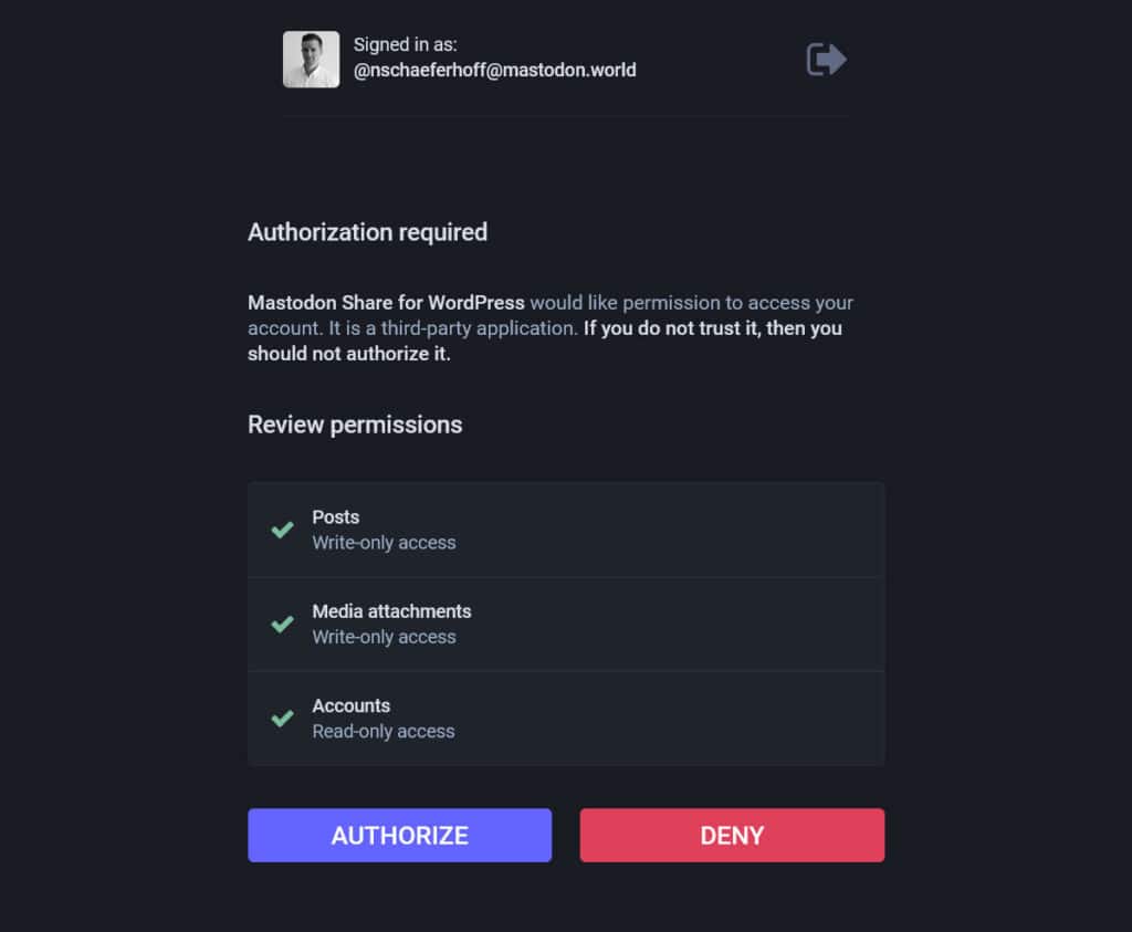 authorize plugin on mastodon