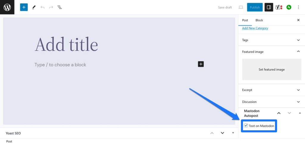 mastodon autopost option in wordpress editor