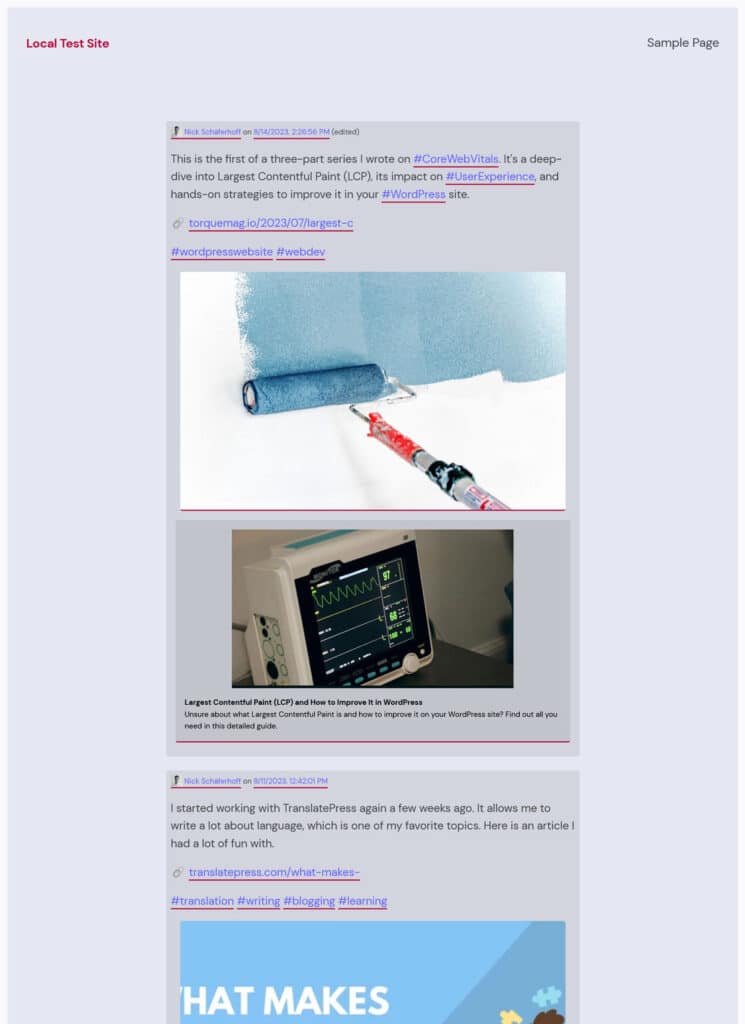 mastodon feed on wordpress