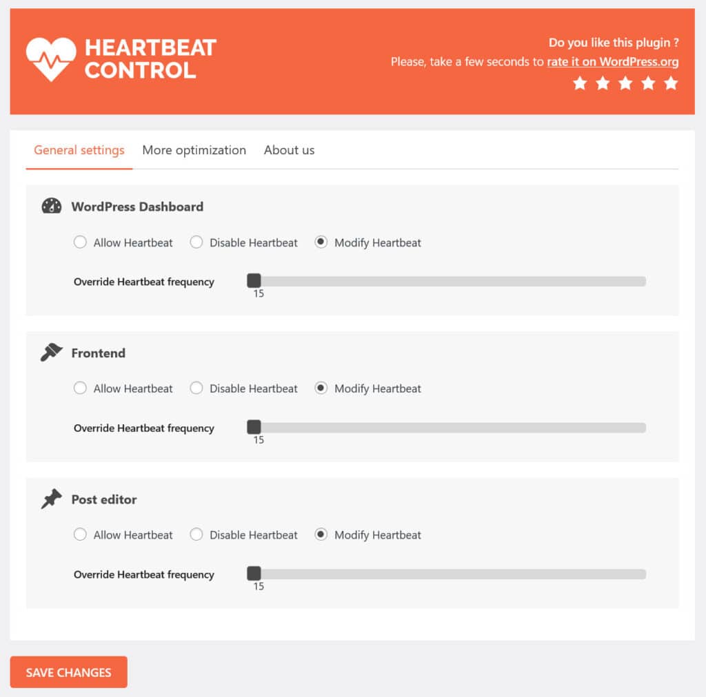 heartbeat control settings