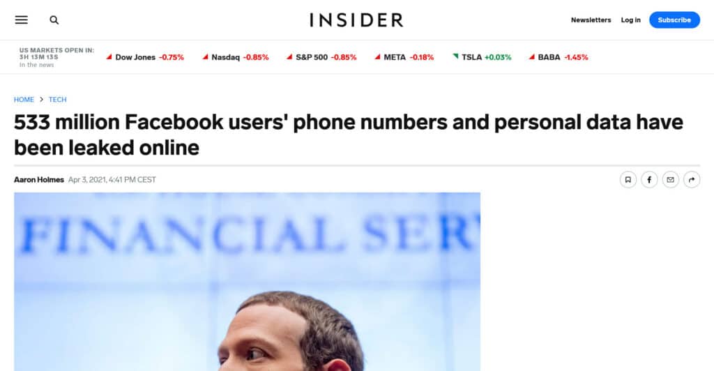 facebook hack headline