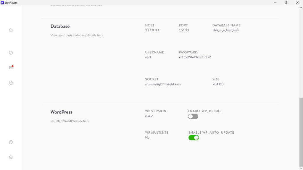 devkinsta extra site management options