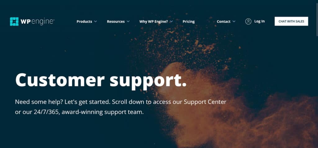 hosting provider customer support example
